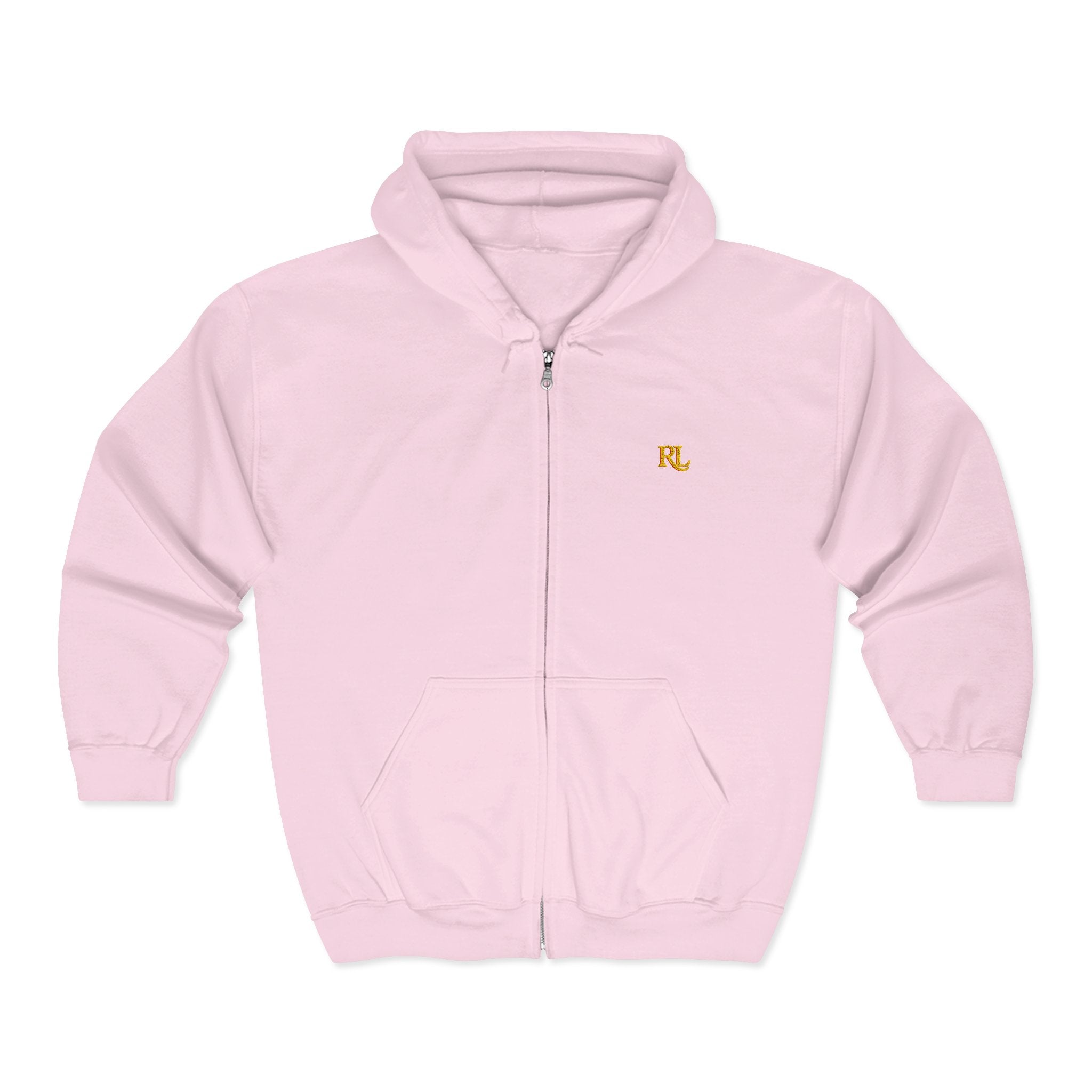 Minimalist RL Embroidered Zip Hoodie — White Full‑Zip Sweatshirt