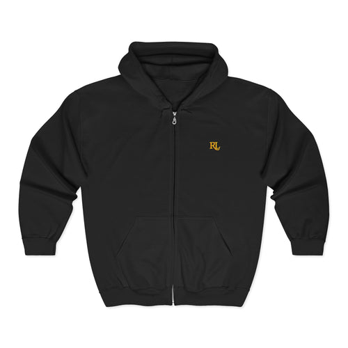 Minimalist RL Embroidered Zip Hoodie — White Full‑Zip Sweatshirt