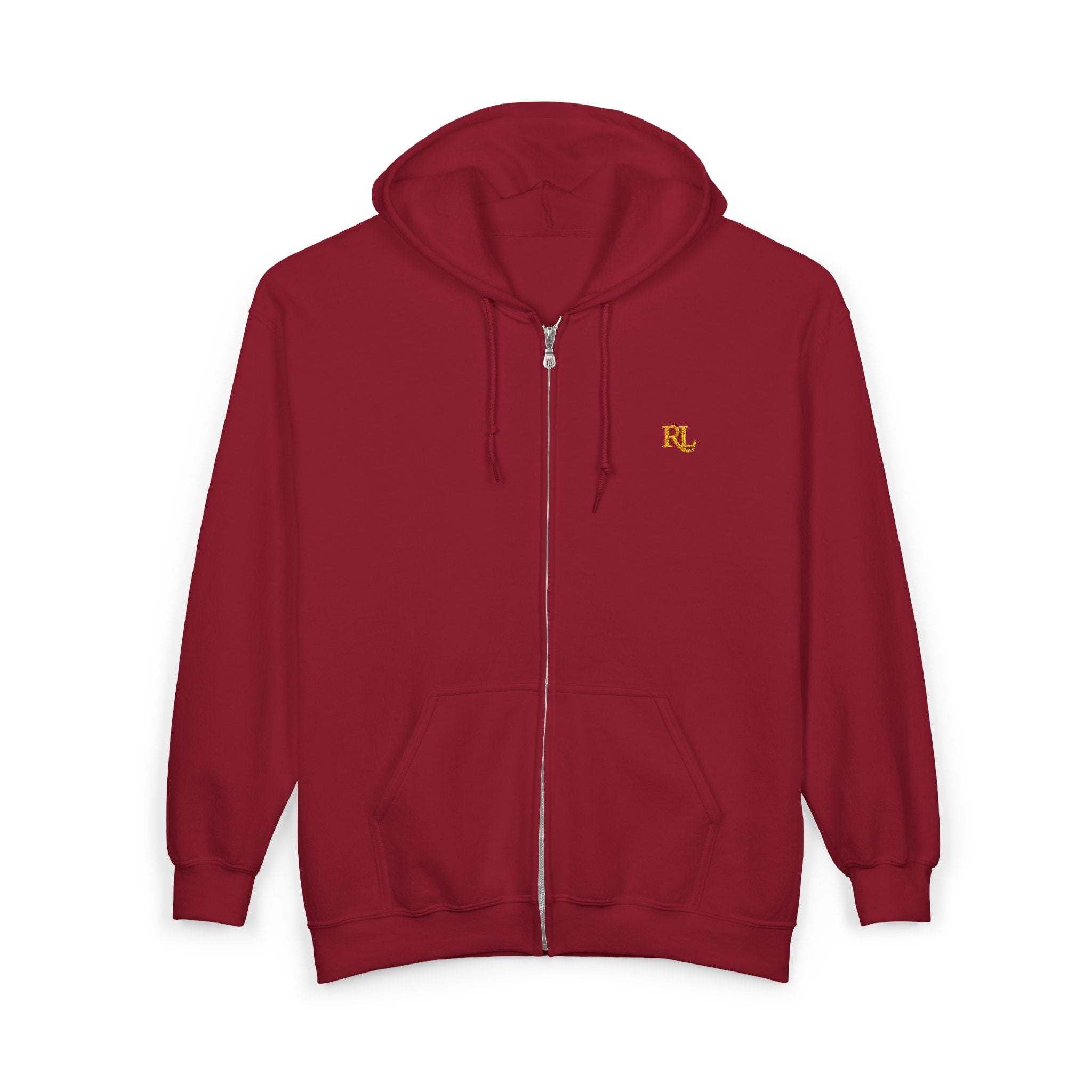 Minimalist RL Embroidered Zip Hoodie — White Full‑Zip Sweatshirt